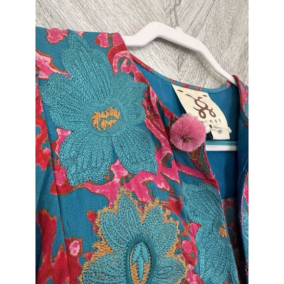 Figue Lucie Mini Dress Floral Embroidered Size XS Long Sleeve - Picture 5 of 13